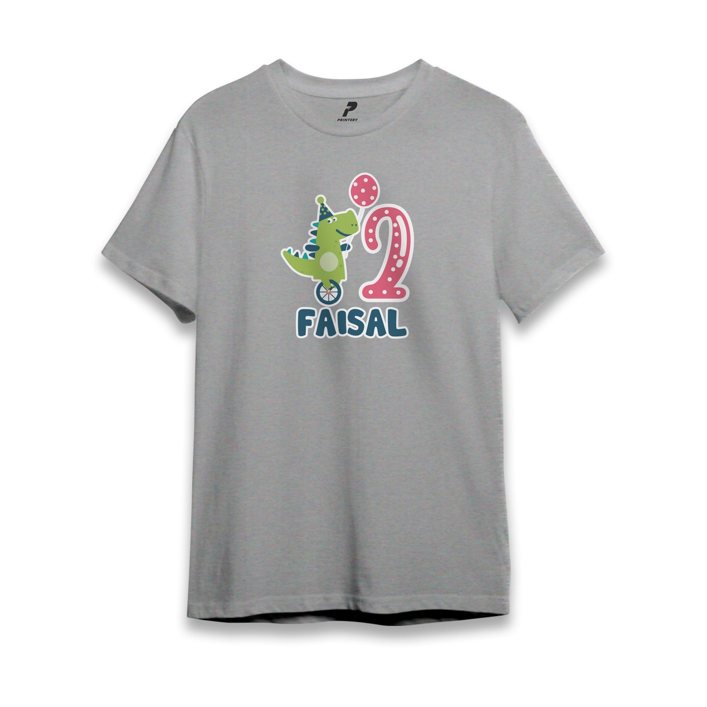Dinosaur Theme Birthday T-Shirt Gray
