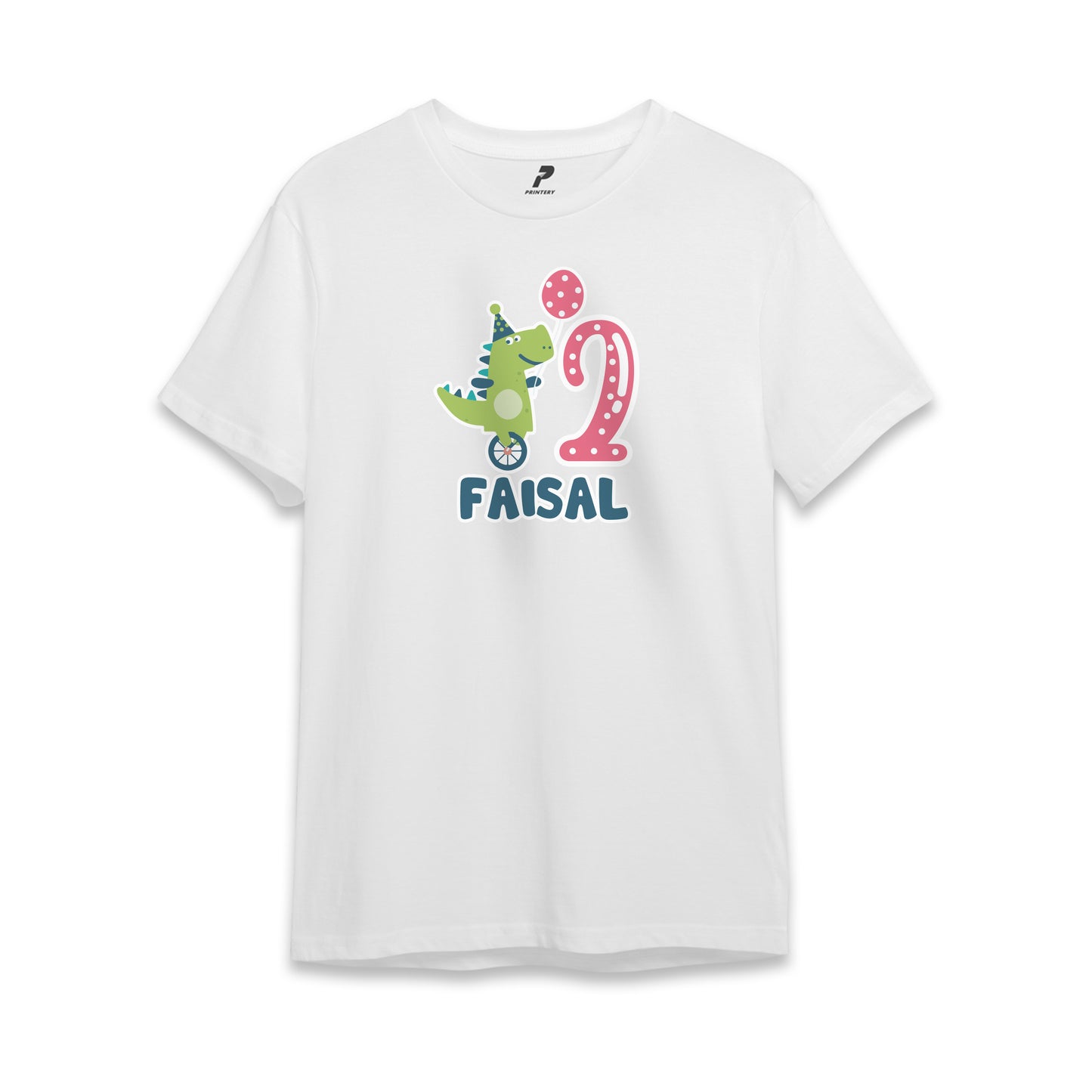 Dinosaur Theme Birthday T-Shirt White
