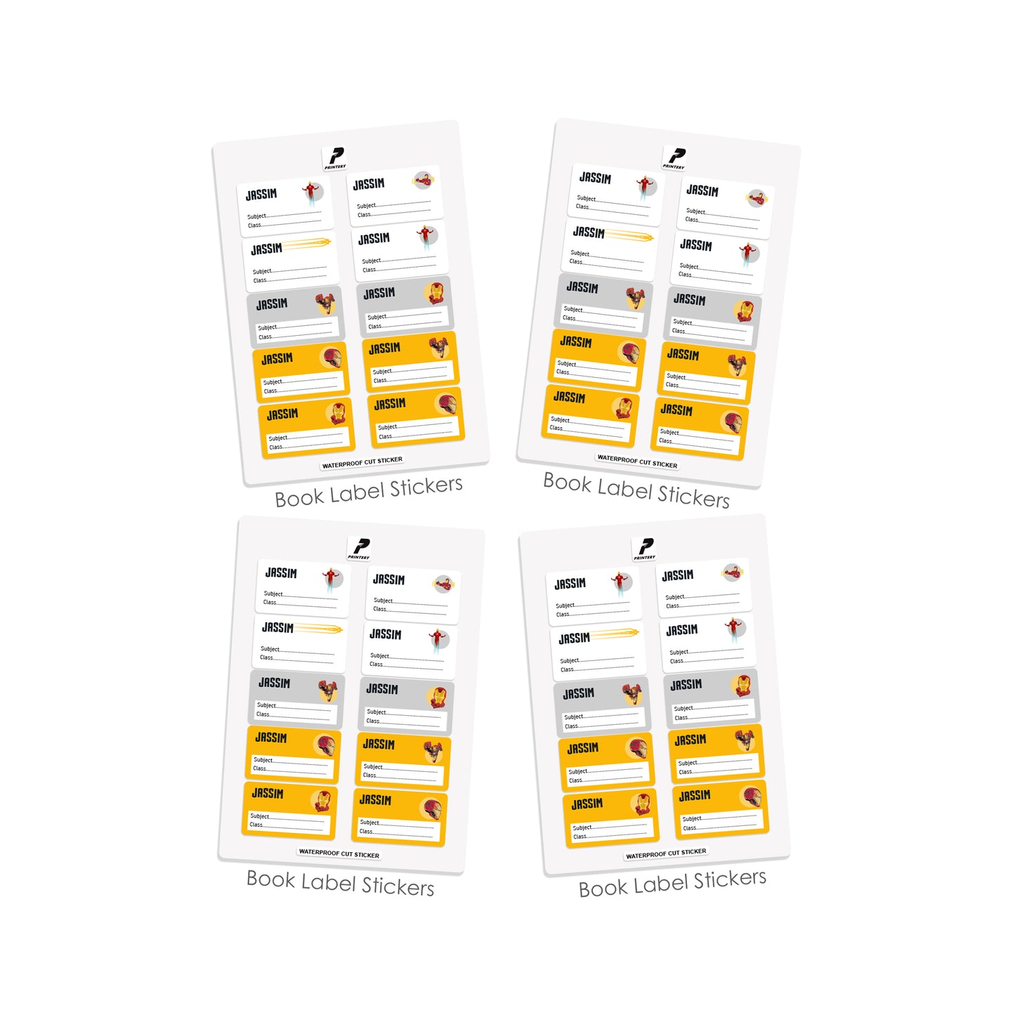 School Label Stickers Pack D032 - Iron Man