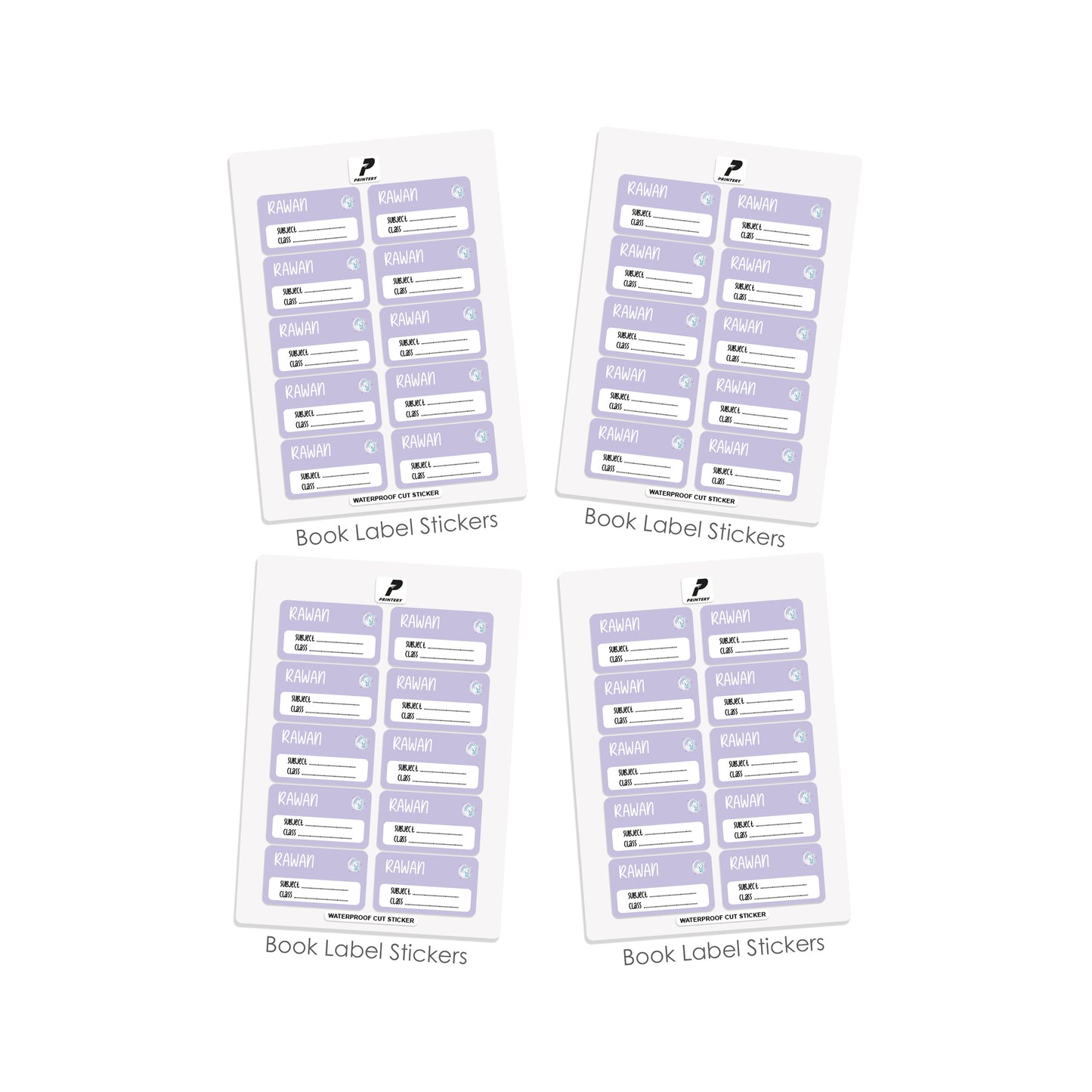 School Label Stickers Pack D037 - Unicorn