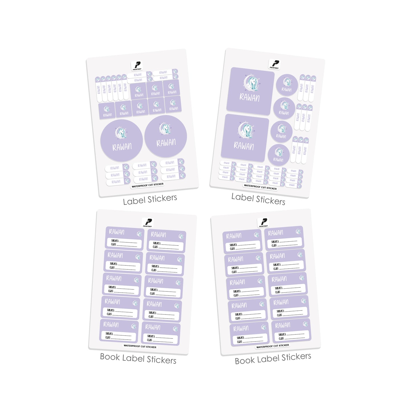 School Label Stickers Pack D037 - Unicorn