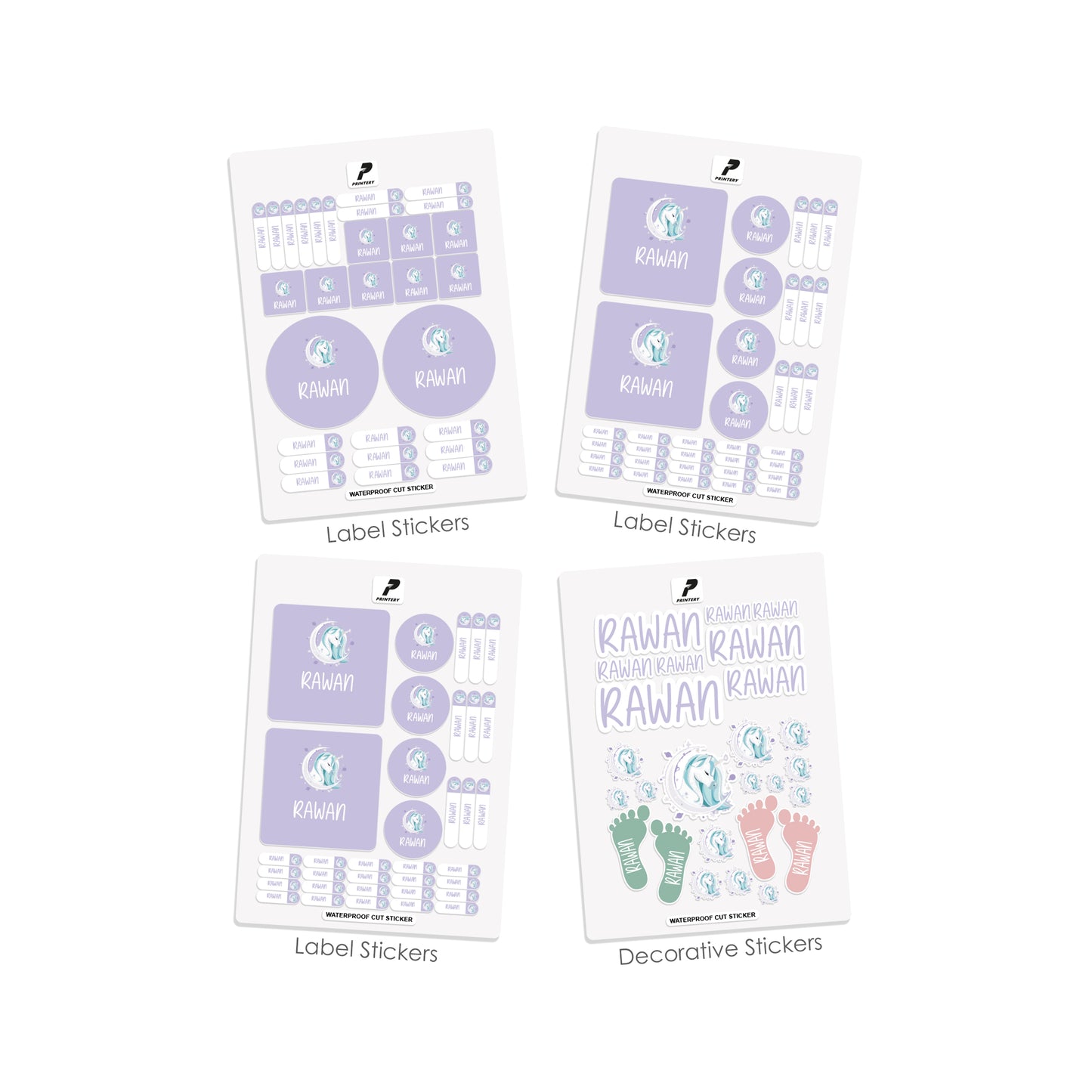 School Label Stickers Pack D037 - Unicorn