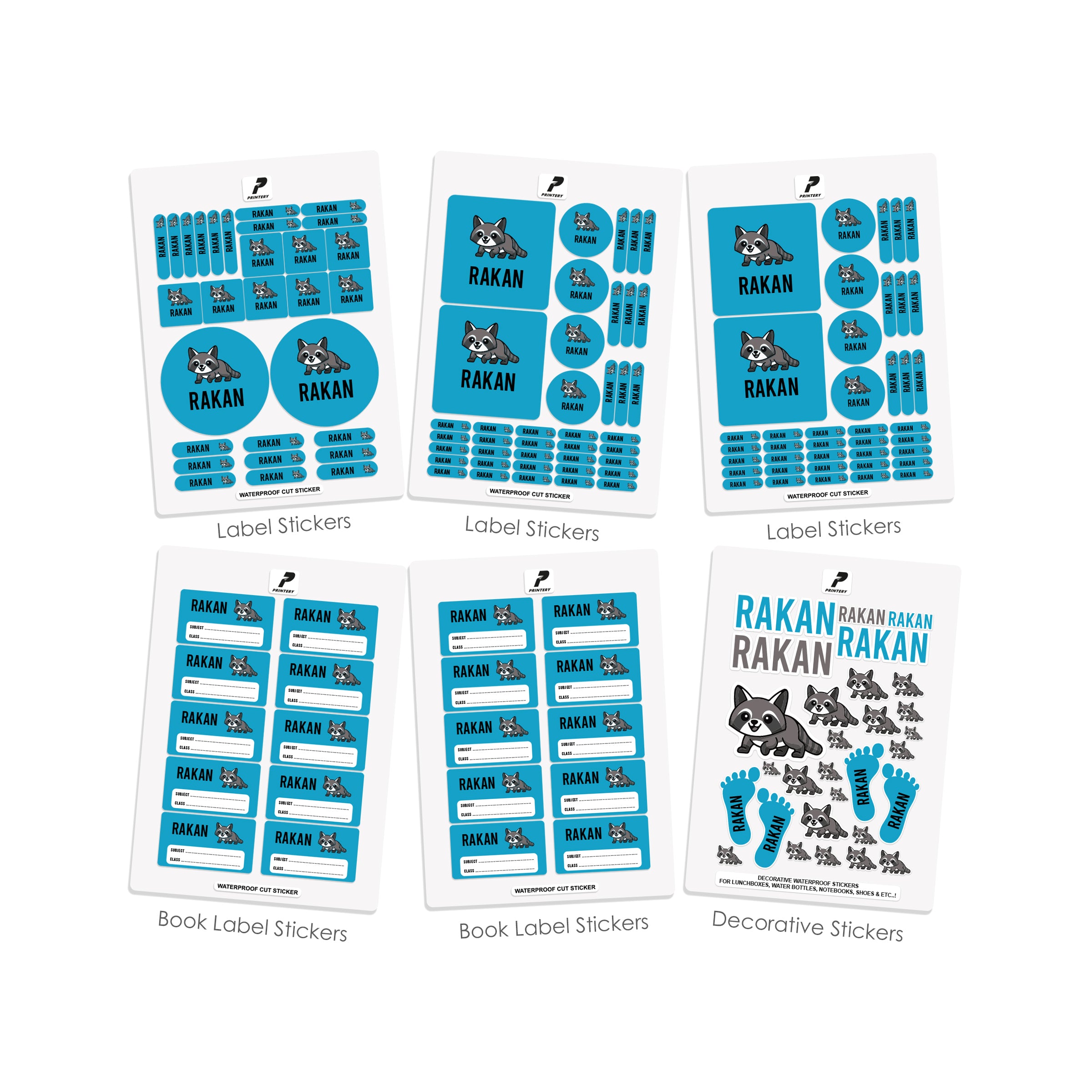 Sticker Rabel School Label Stickers Pack D038 - Rakoon – PRINTERY