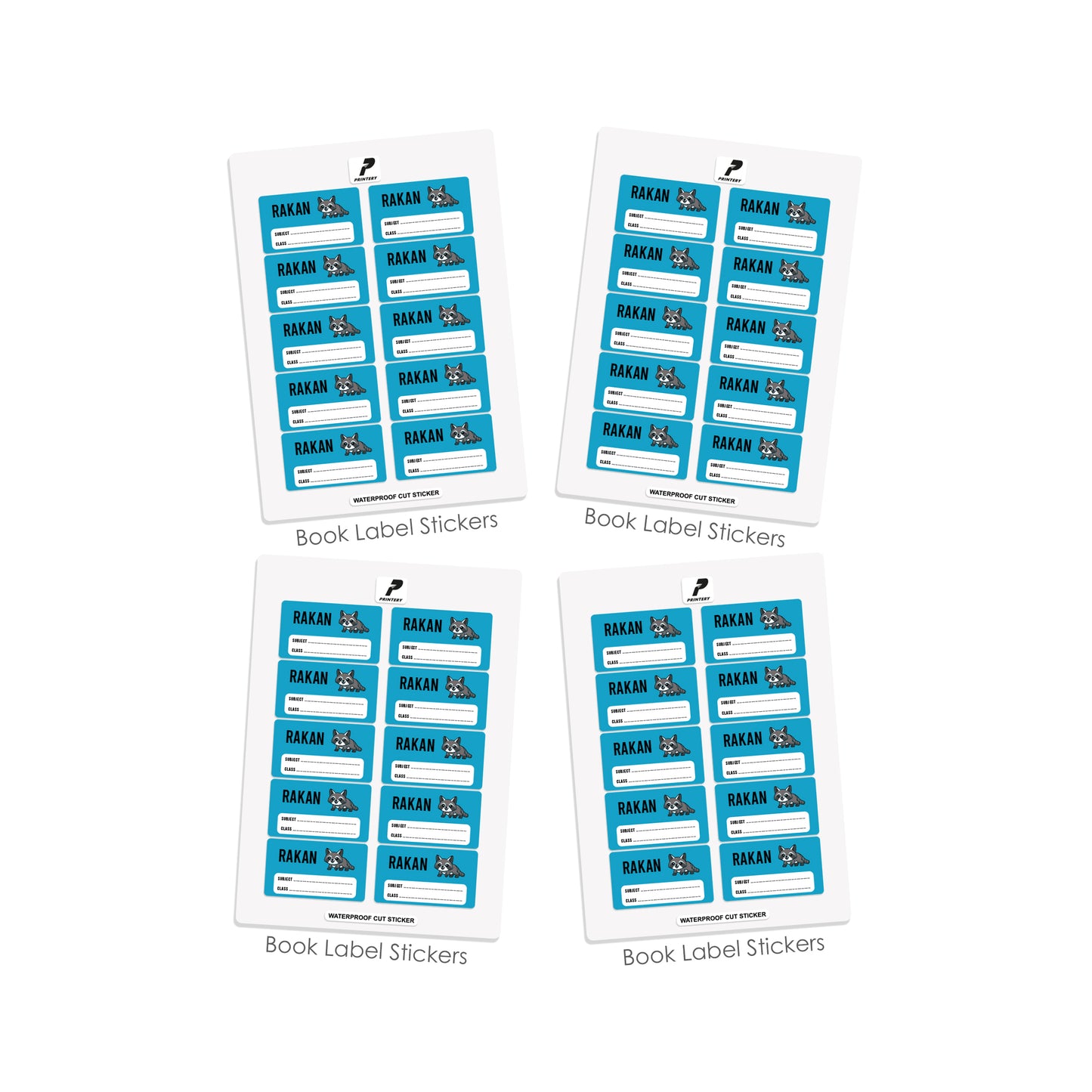 School Label Stickers Pack D038 - Rakoon