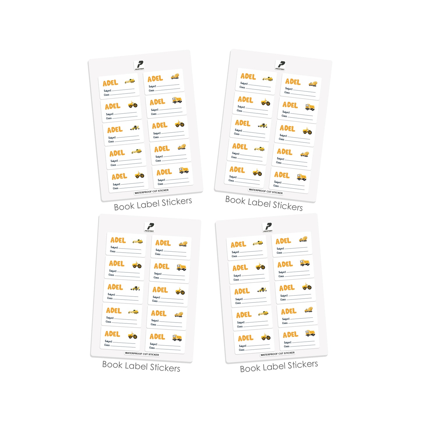 School Label Stickers Pack D042 - Truck