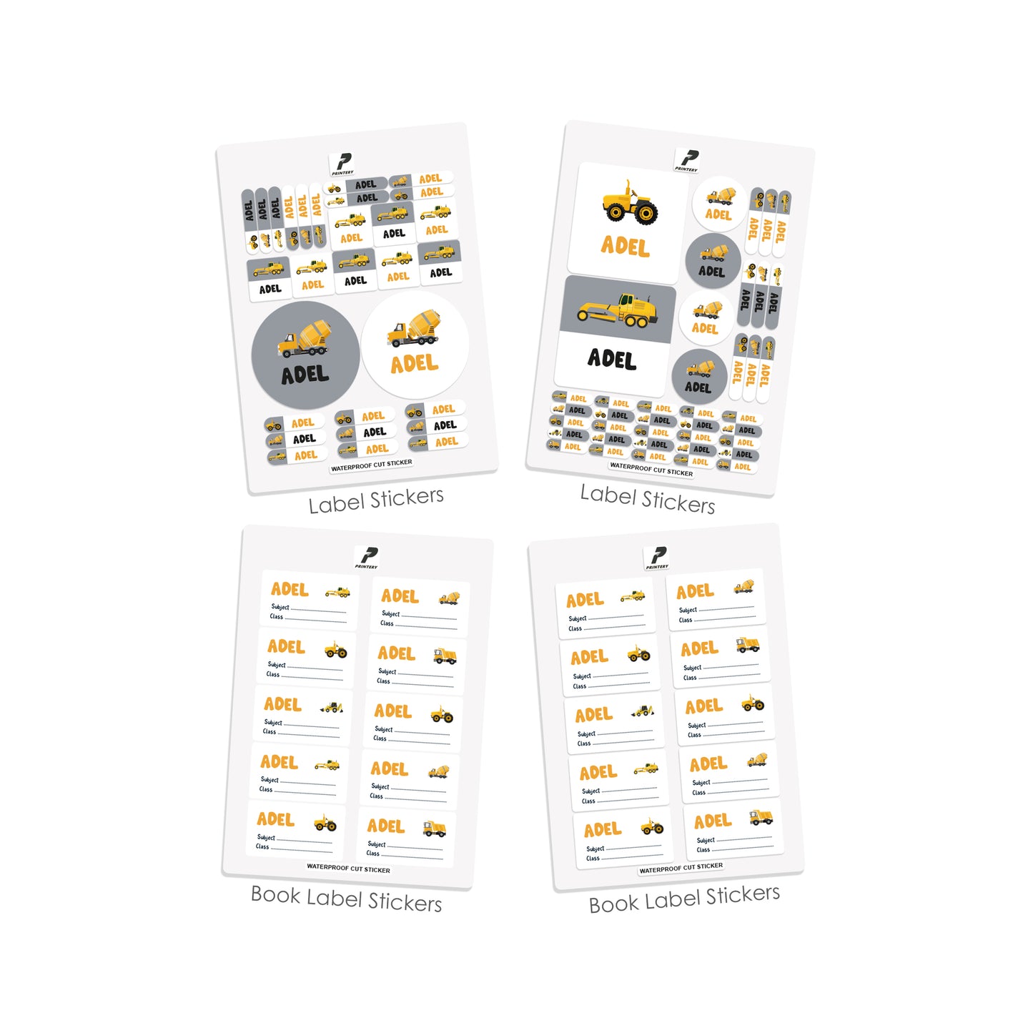 School Label Stickers Pack D042 - Truck