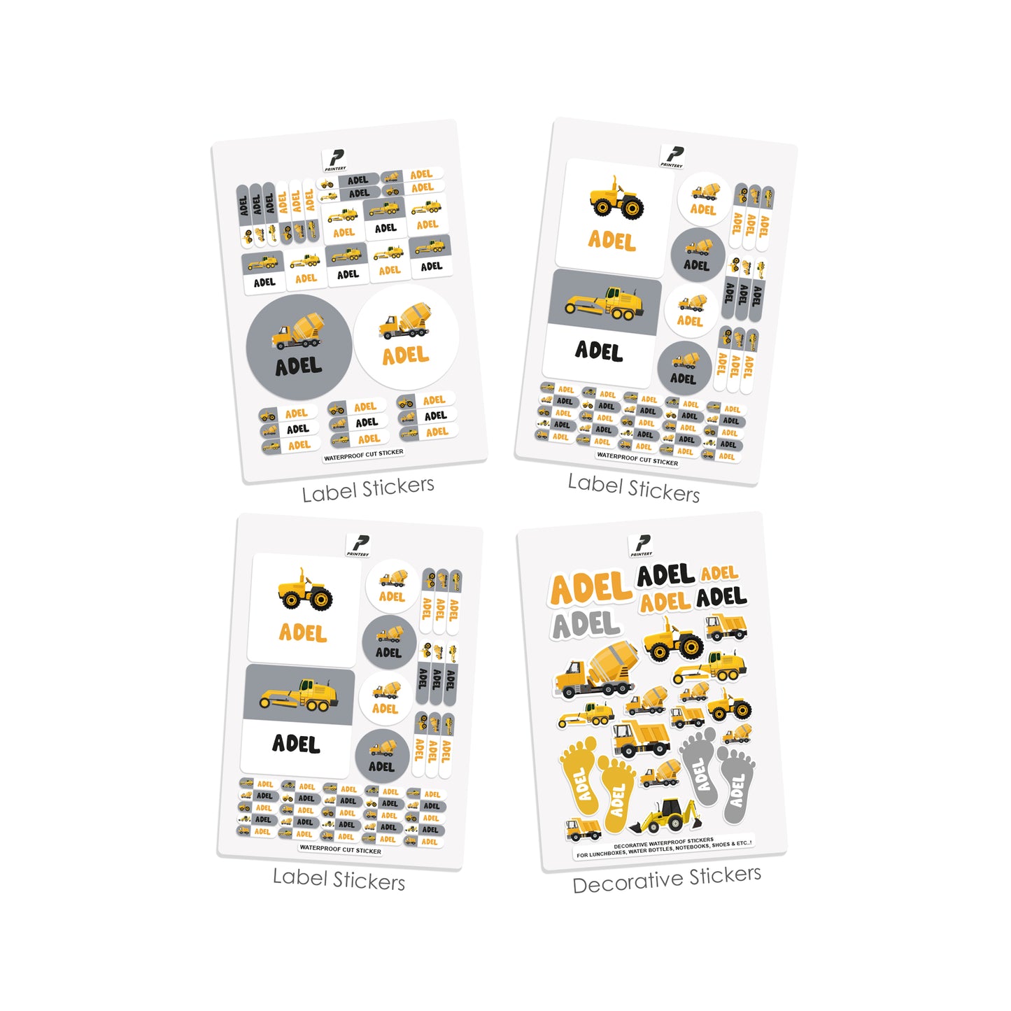 School Label Stickers Pack D042 - Truck