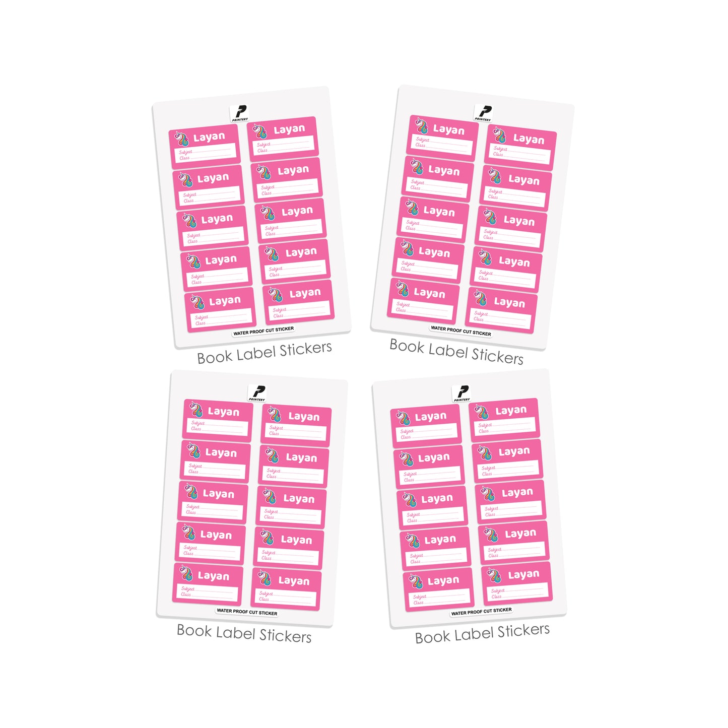 School Label Stickers Pack D048 - Unicorn