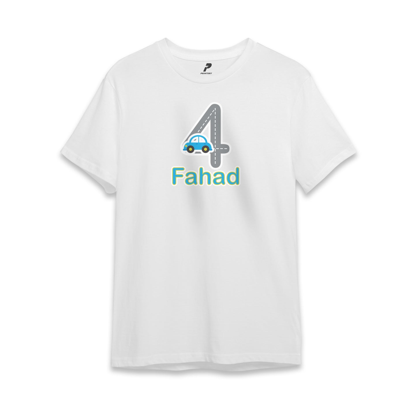 Car Theme Birthday T-Shirt White