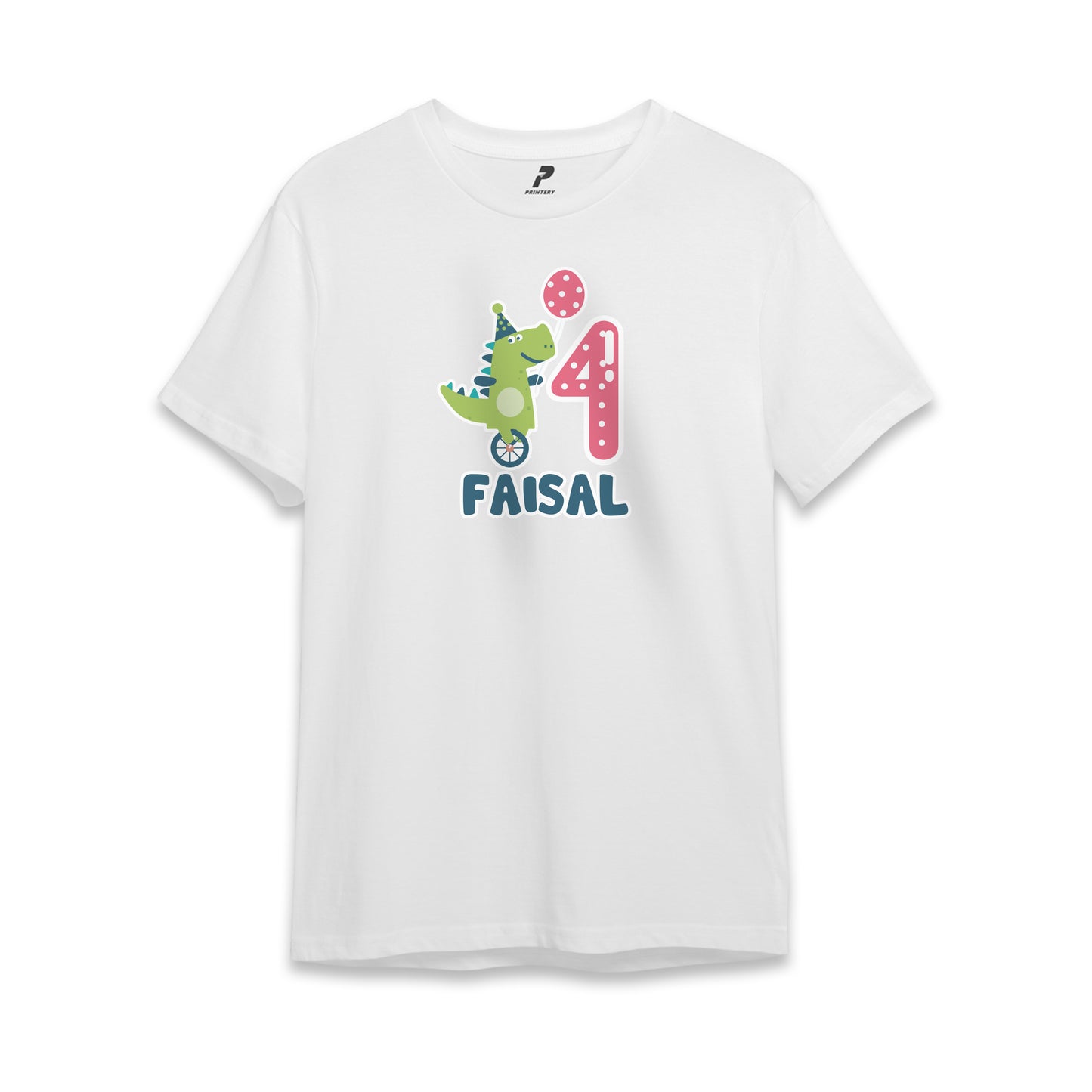 Dinosaur Theme Birthday T-Shirt White