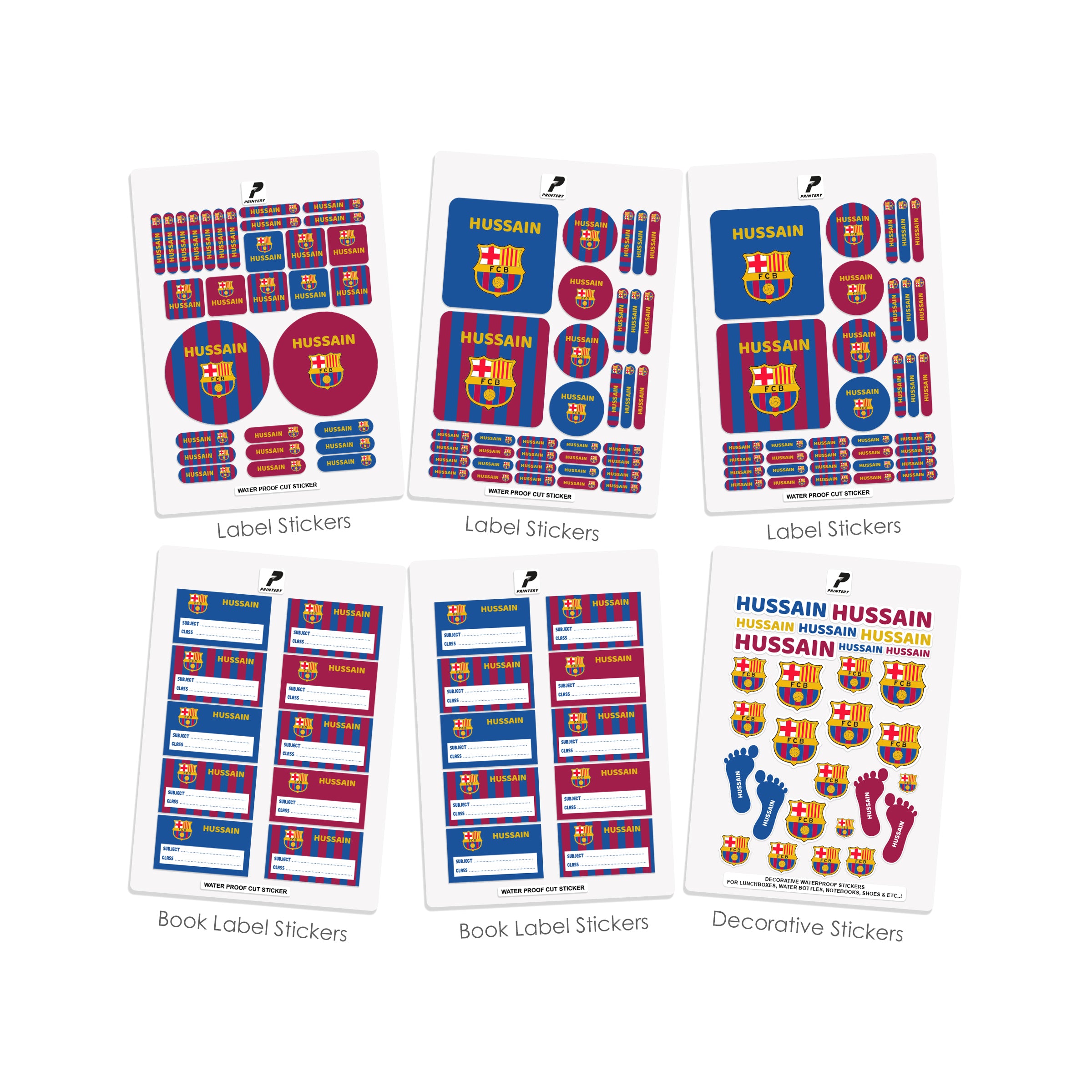 School Label Stickers Pack D051 - FC Barcelona – PRINTERY