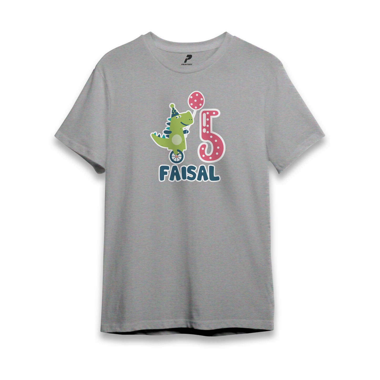 Dinosaur Theme Birthday T-Shirt Gray