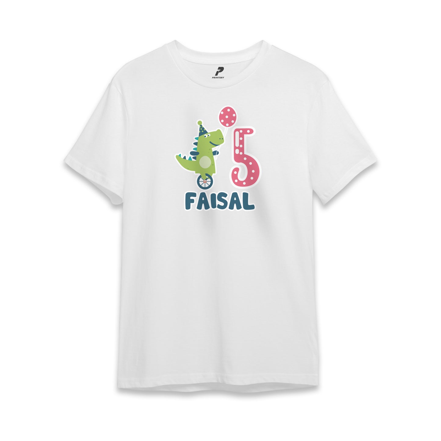 Dinosaur Theme Birthday T-Shirt White