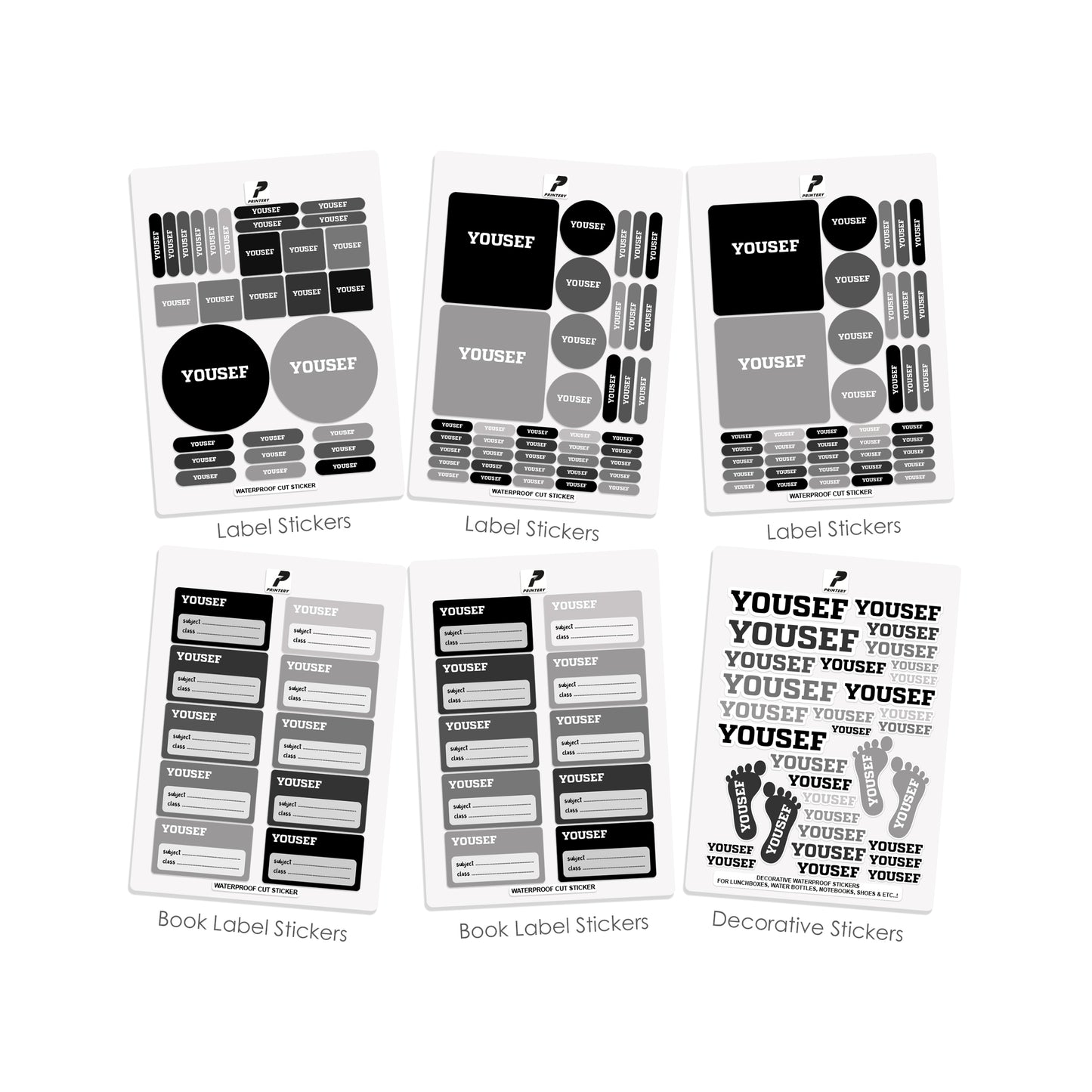 School Label Stickers Pack D067 - Basic Theme