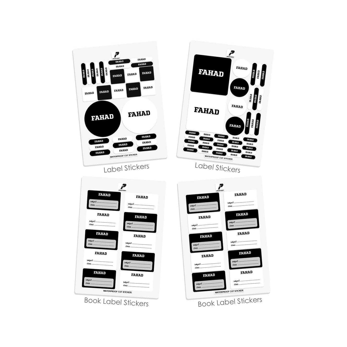 School Label Stickers Pack D068 - Basic Theme