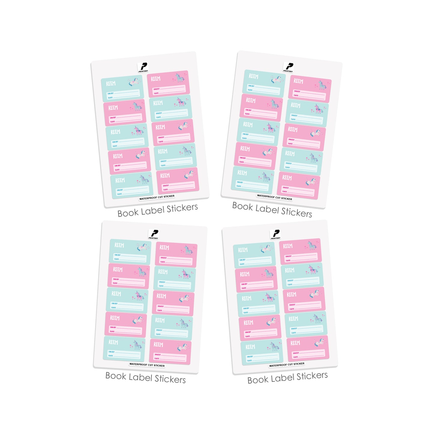 School Label Stickers Pack D069 - Unicorn