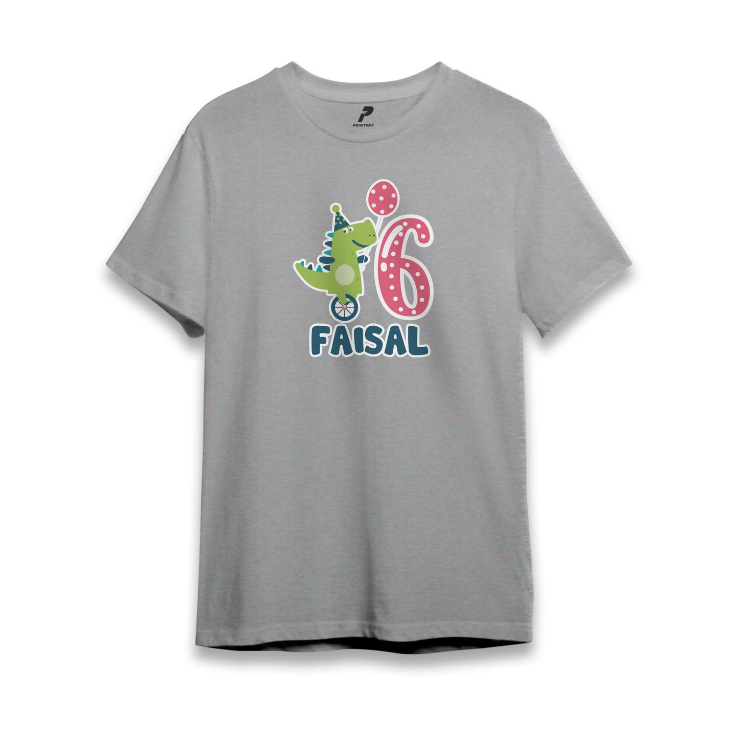 Dinosaur Theme Birthday T-Shirt Gray