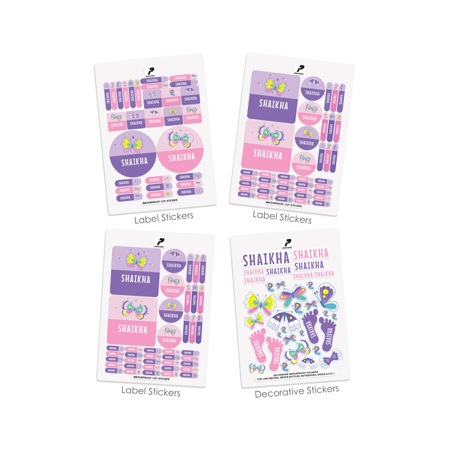 School Label Stickers Pack D071 - Butterfly