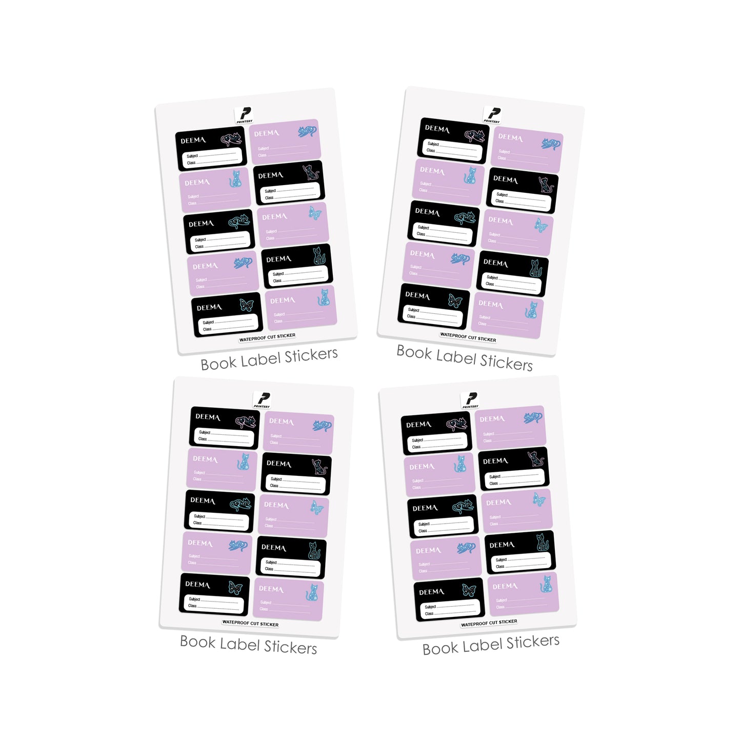 School Label Stickers Pack D072 - Cat