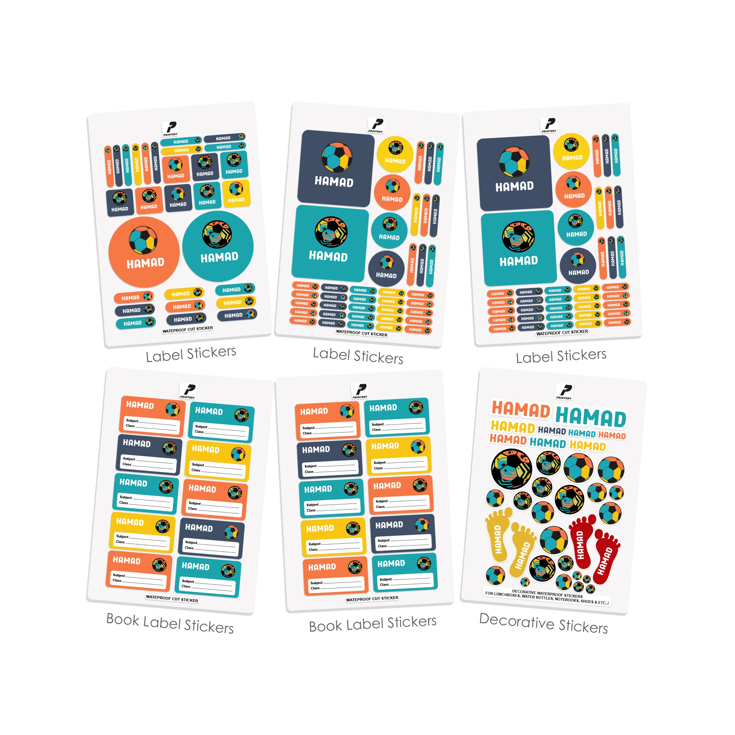 Learning Label Sticker School Label Stickers Pack D074 - Football – PRINTERY