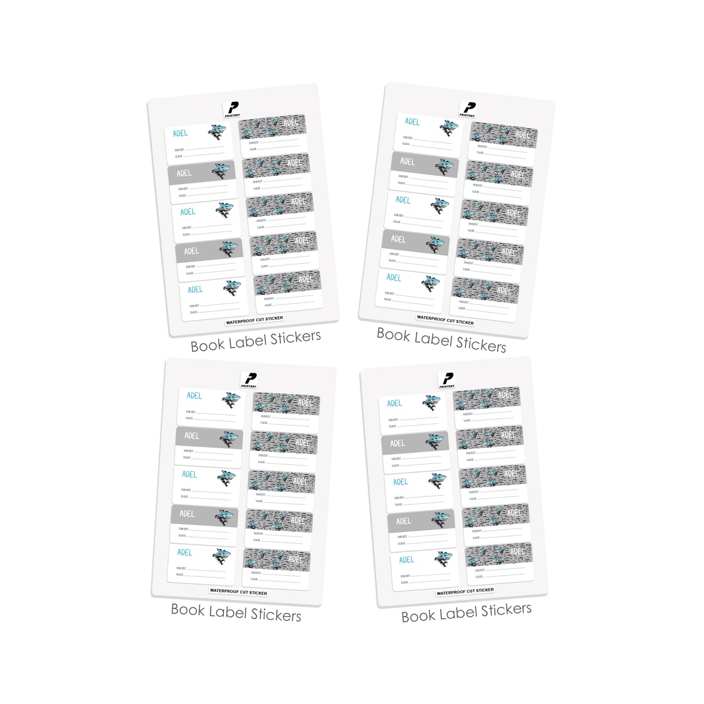 School Label Stickers Pack D078 - Shark