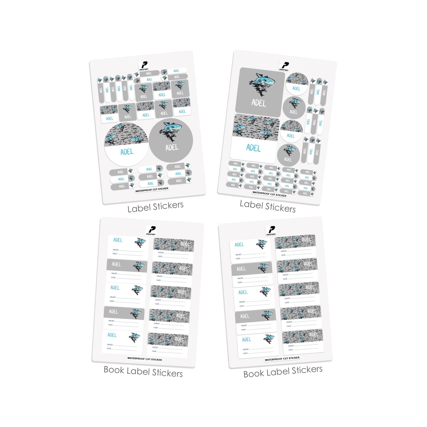 School Label Stickers Pack D078 - Shark