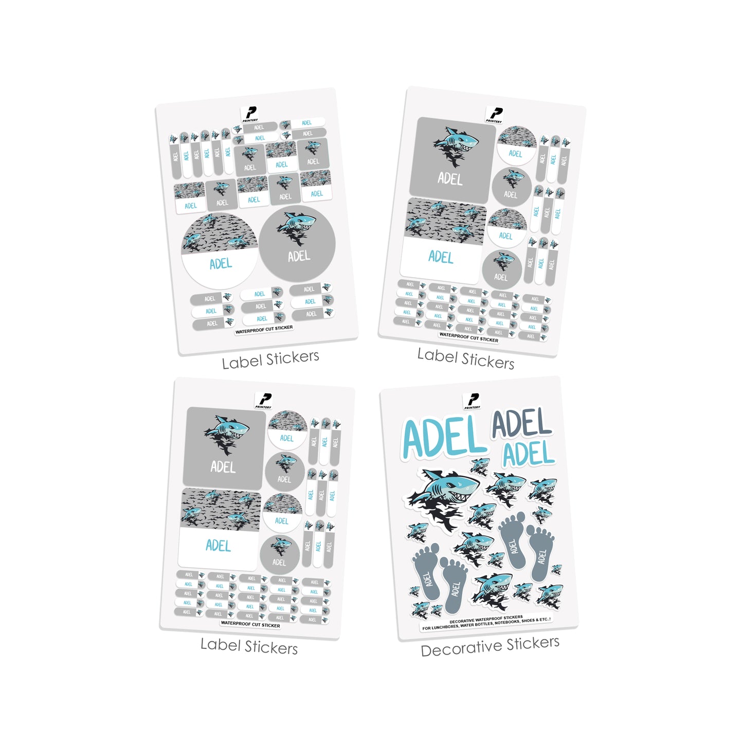 School Label Stickers Pack D078 - Shark