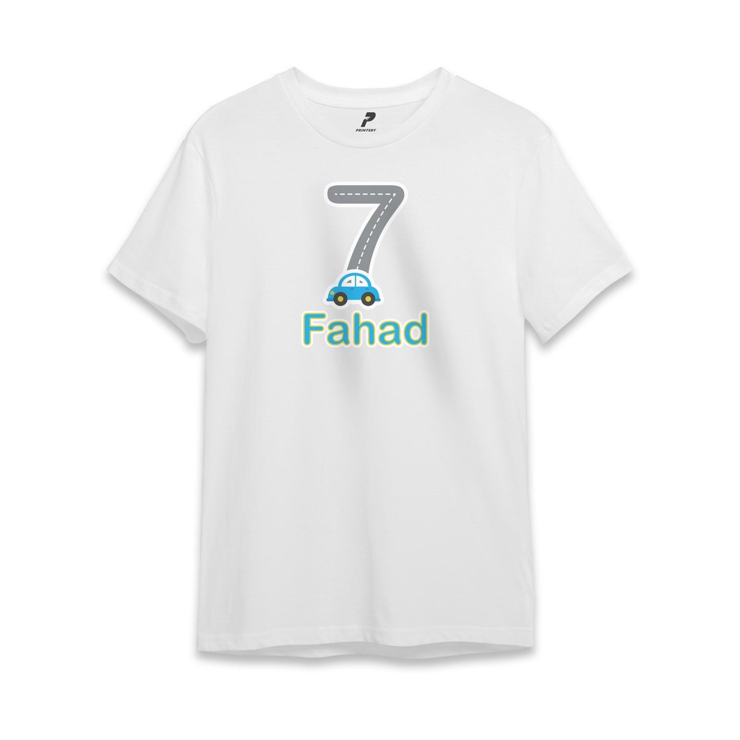 Car Theme Birthday T-Shirt White