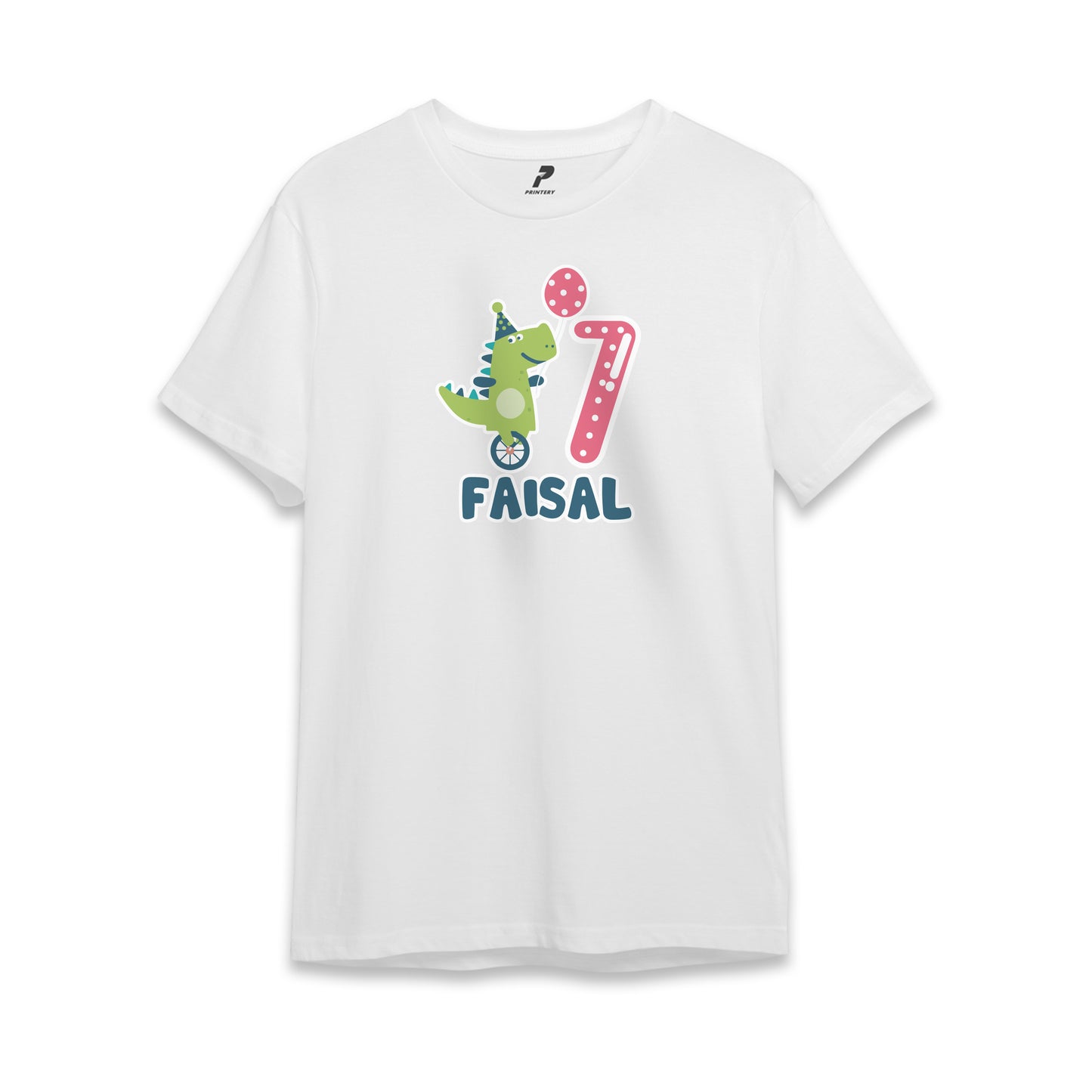 Dinosaur Theme Birthday T-Shirt White
