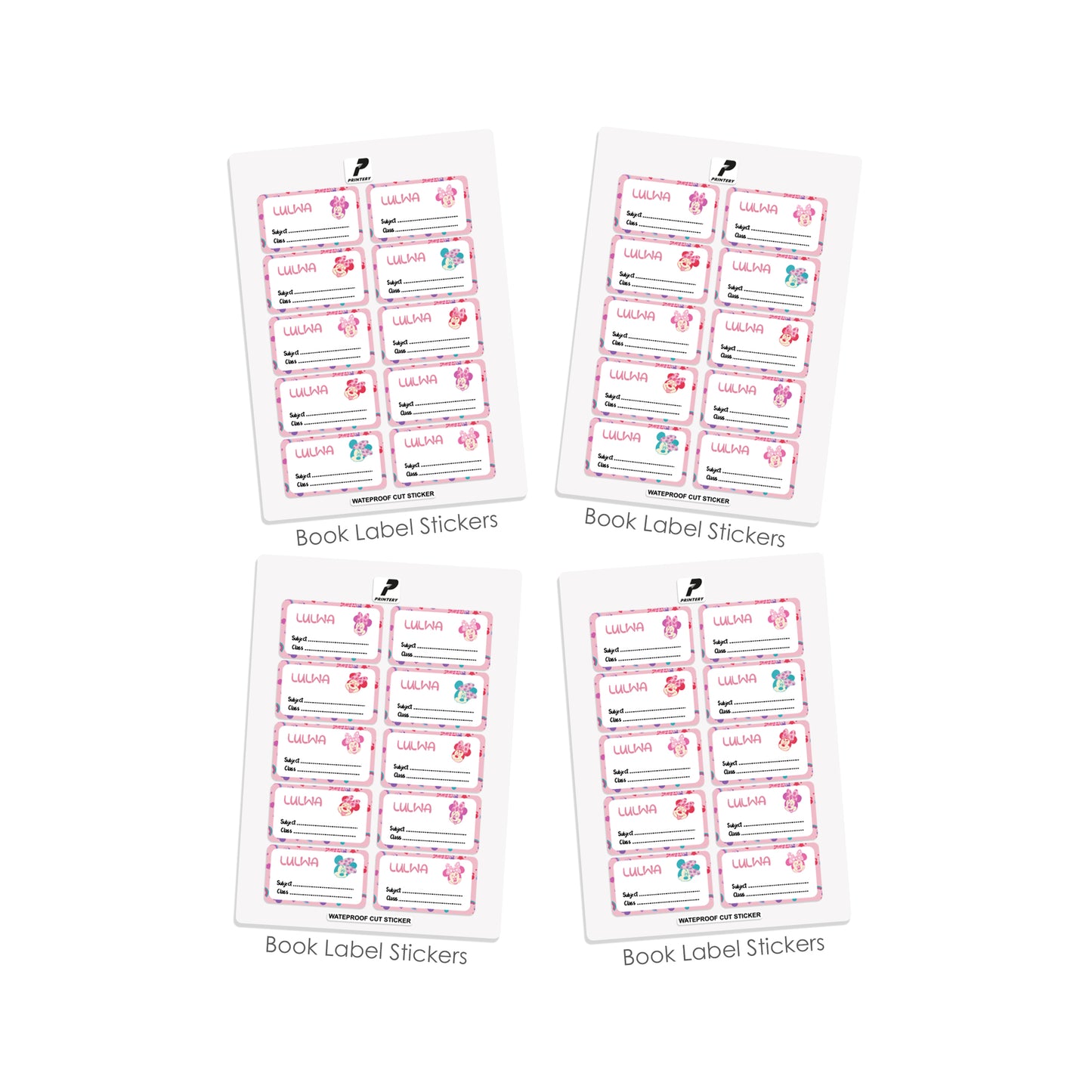 School Label Stickers Pack D081 - Minnie Mouse