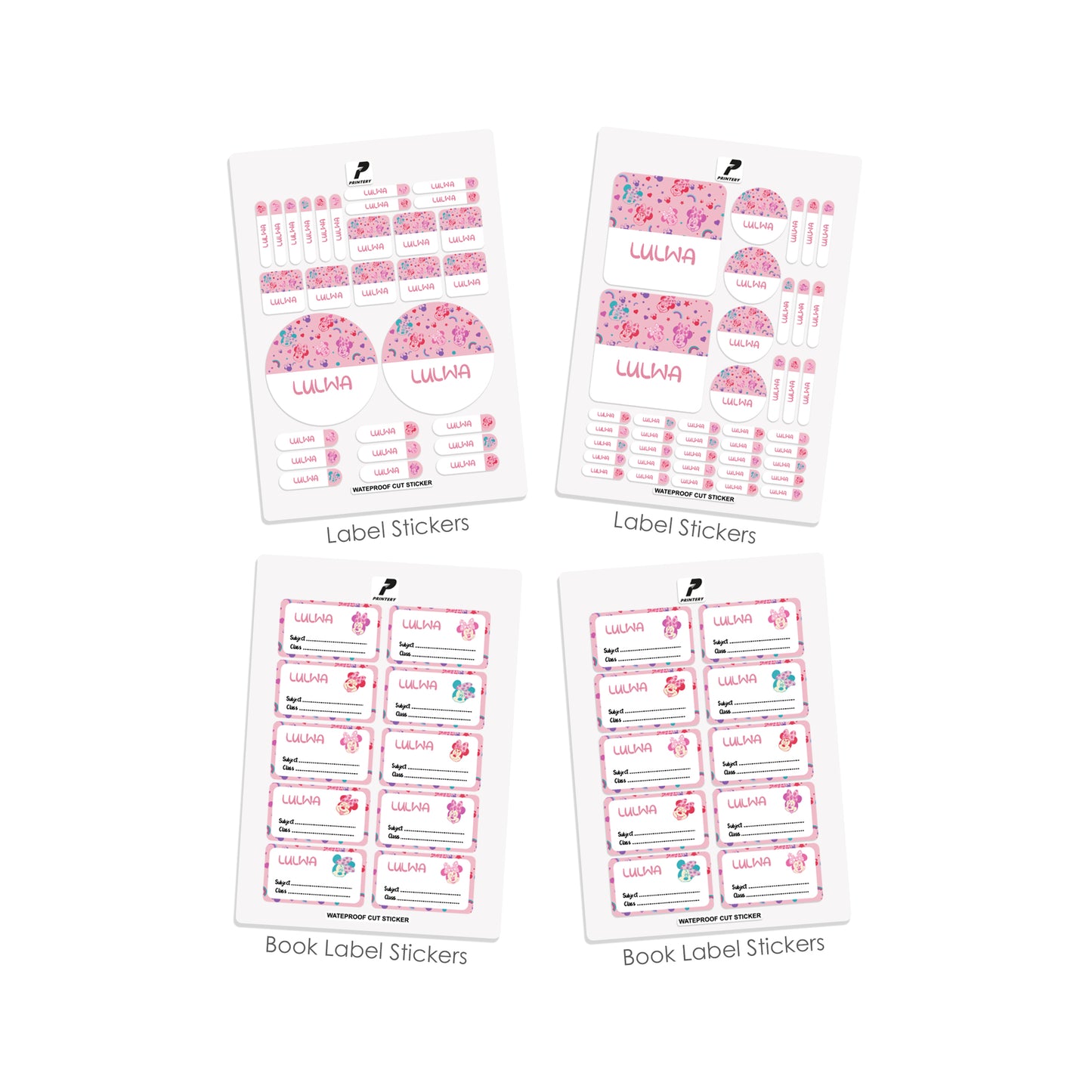 School Label Stickers Pack D081 - Minnie Mouse
