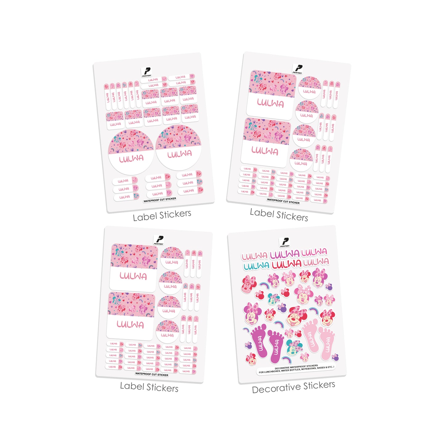 School Label Stickers Pack D081 - Minnie Mouse