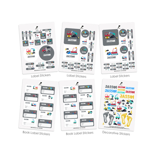 School Label Stickers Pack D082 - Cars & Truck