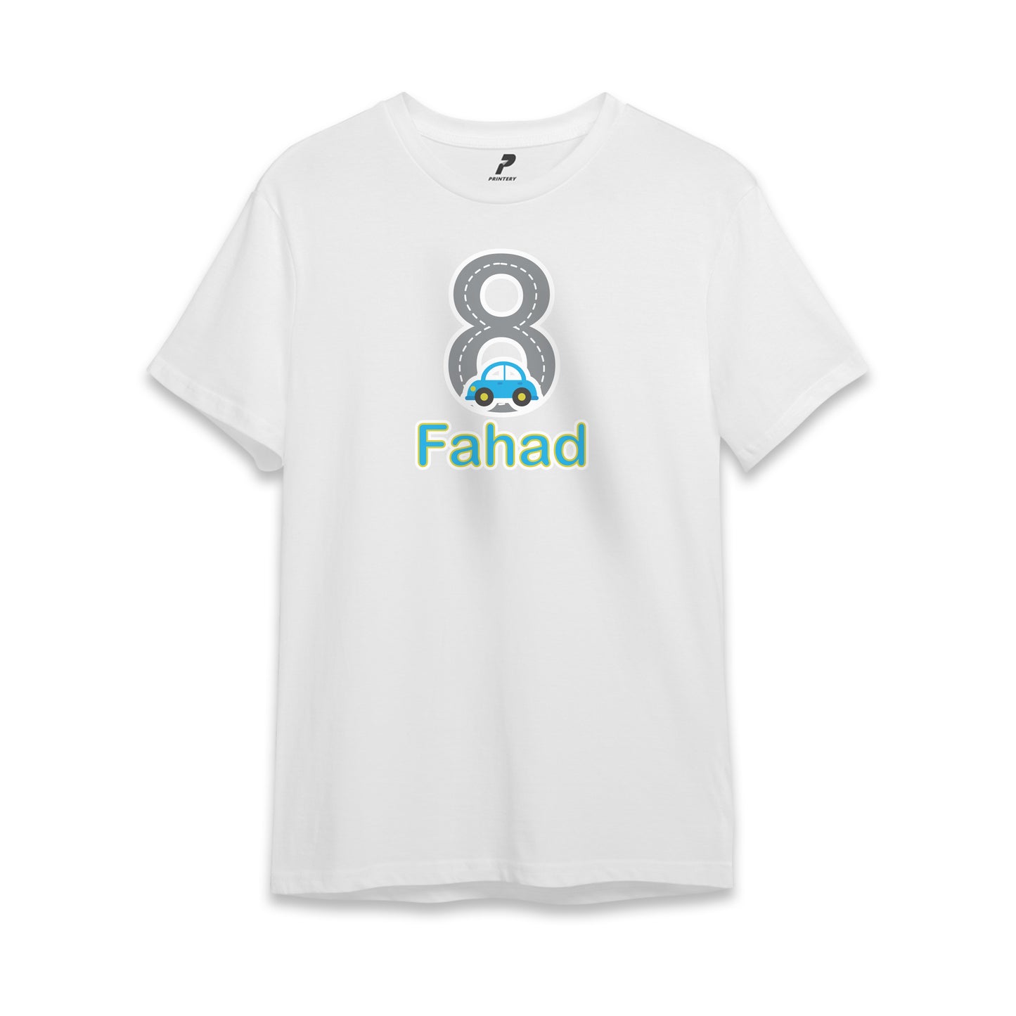 Car Theme Birthday T-Shirt White