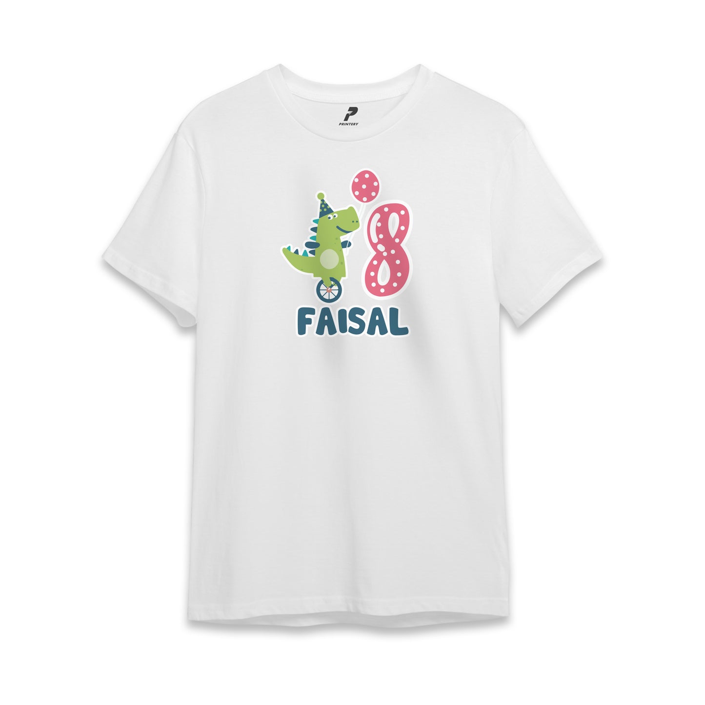 Dinosaur Theme Birthday T-Shirt White