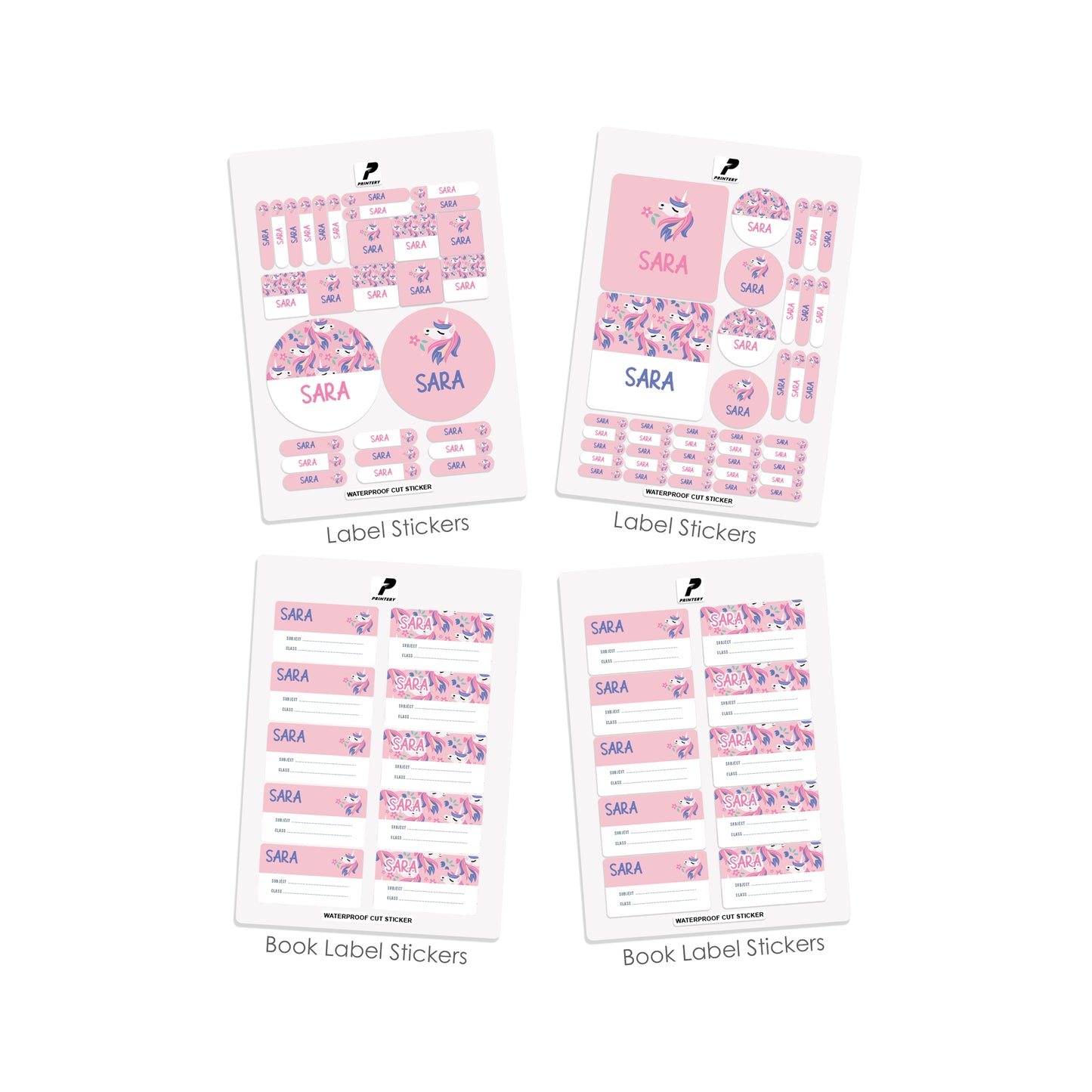 School Label Stickers Pack D090 - Unicorn