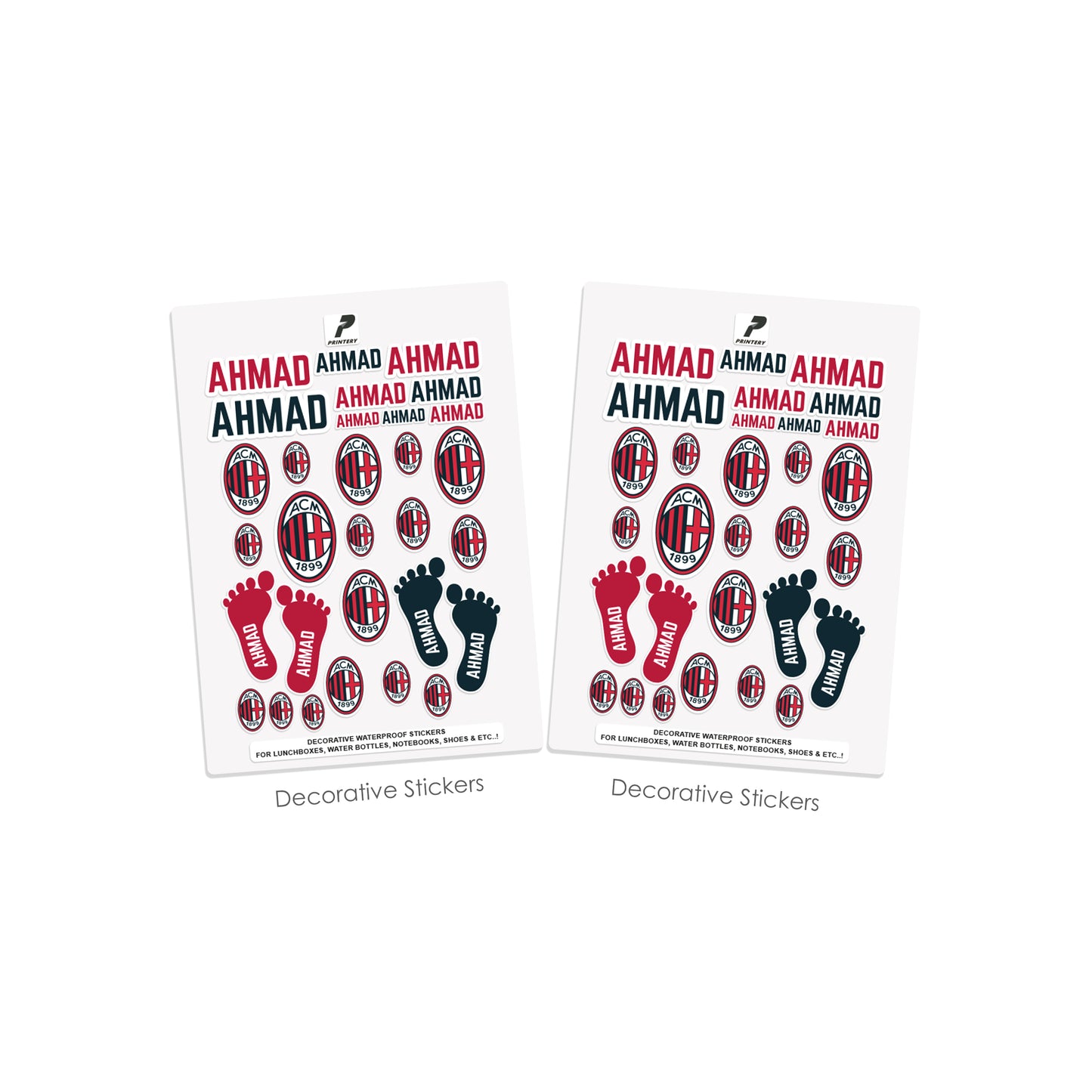 School Label Stickers Pack D091 - AC Milan