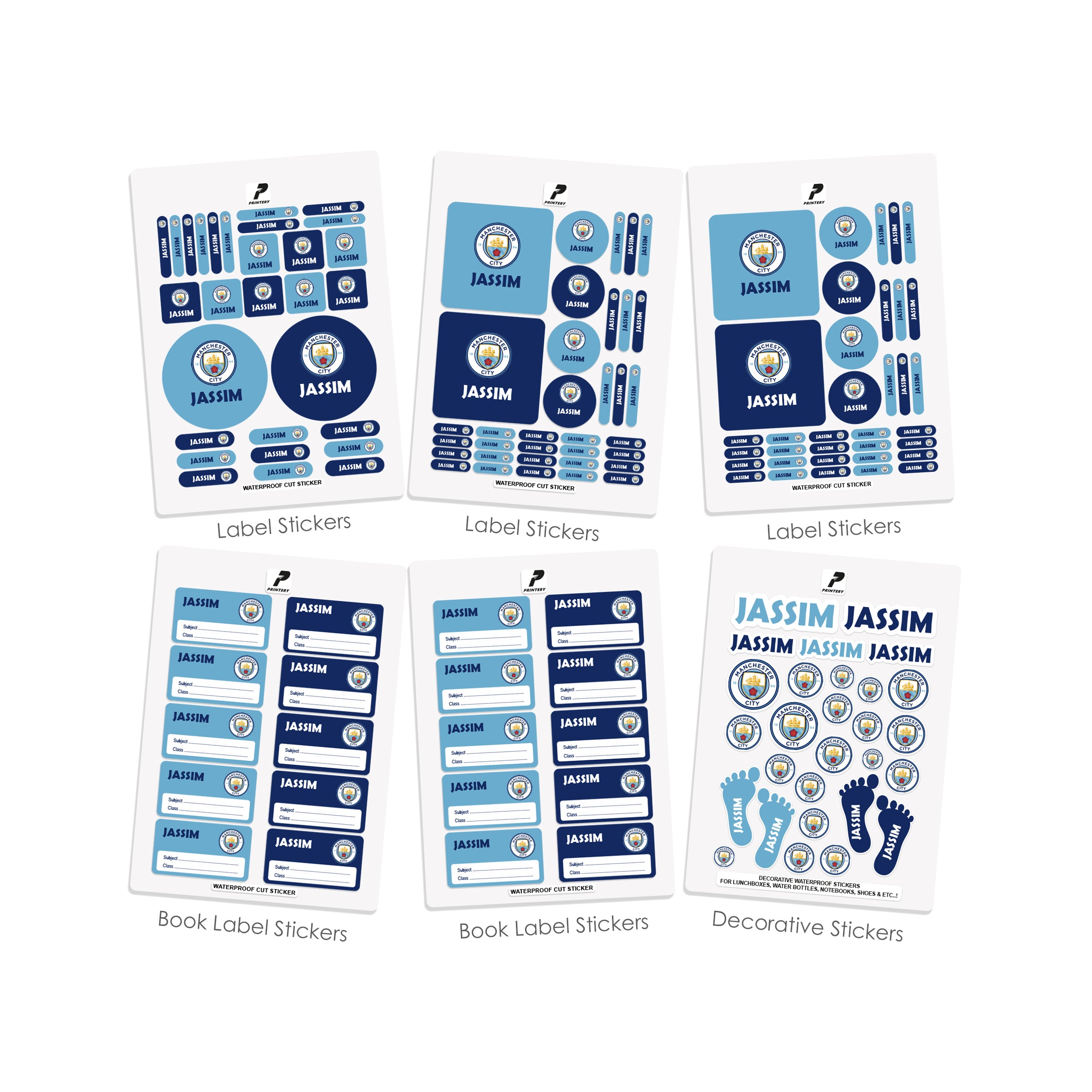 096 Full Classification Sticker School Label Stickers Pack D096 - Manchester City – PRINTERY