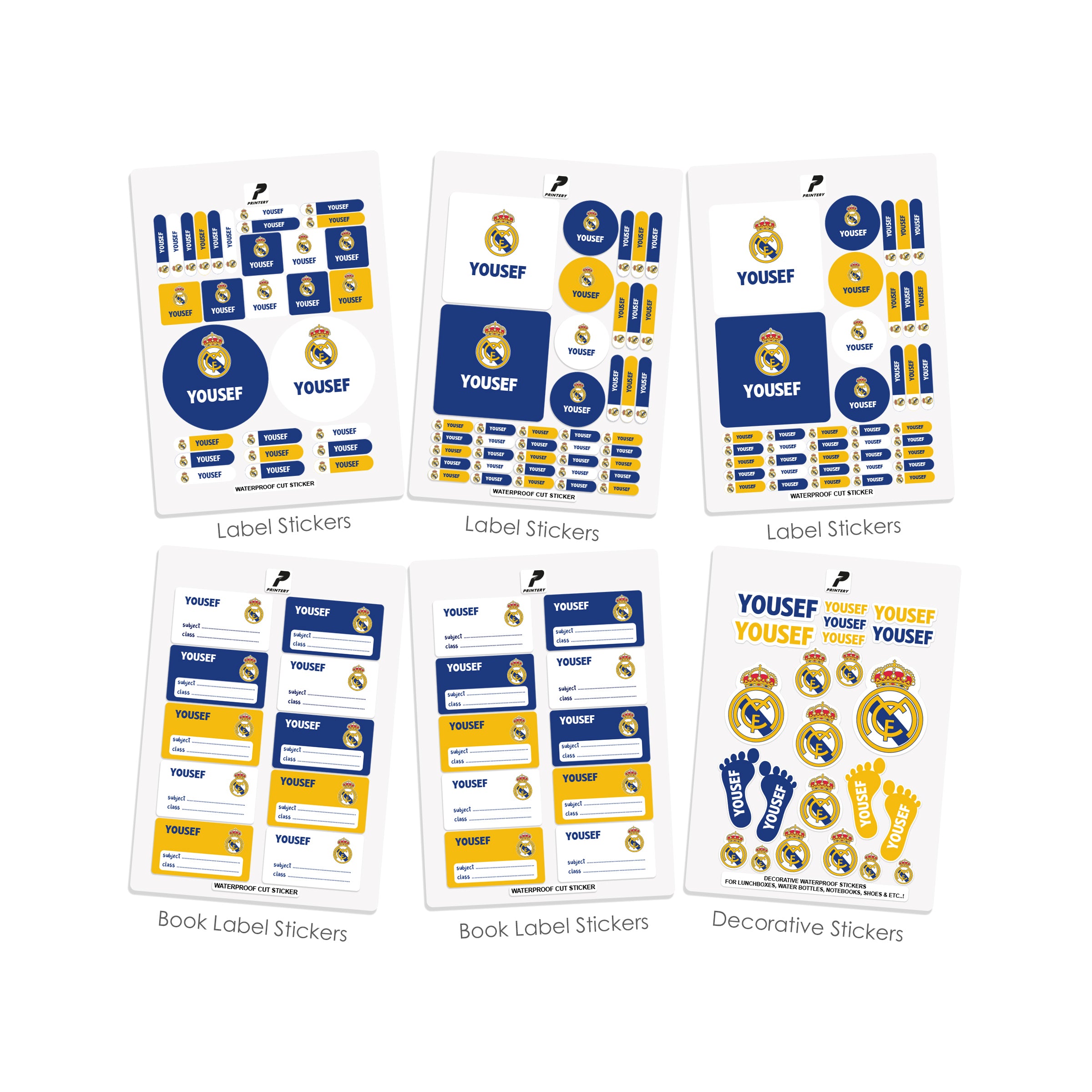 School Label Stickers Pack D098 - Real Madrid – PRINTERY