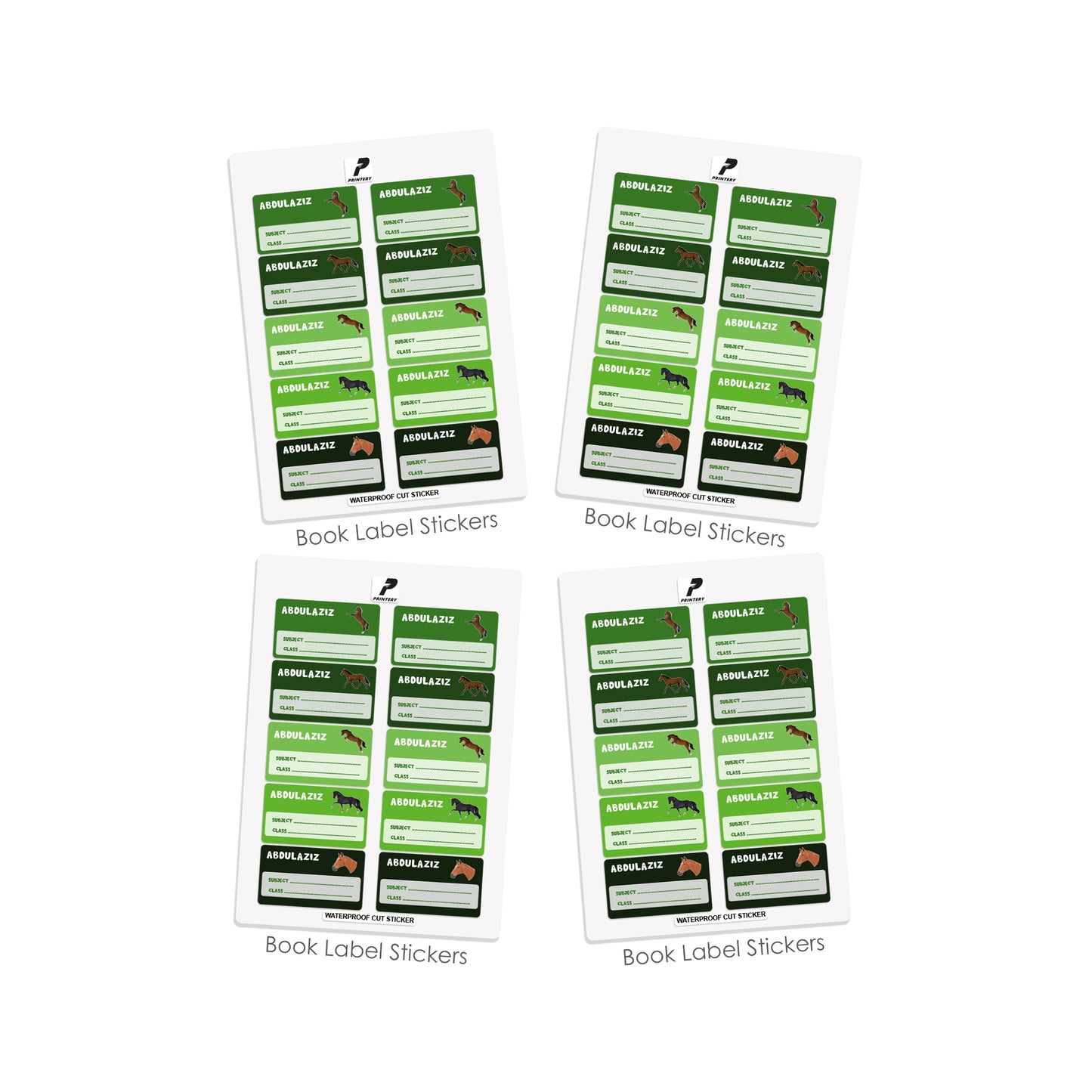 School Label Stickers Pack D099 - Horse