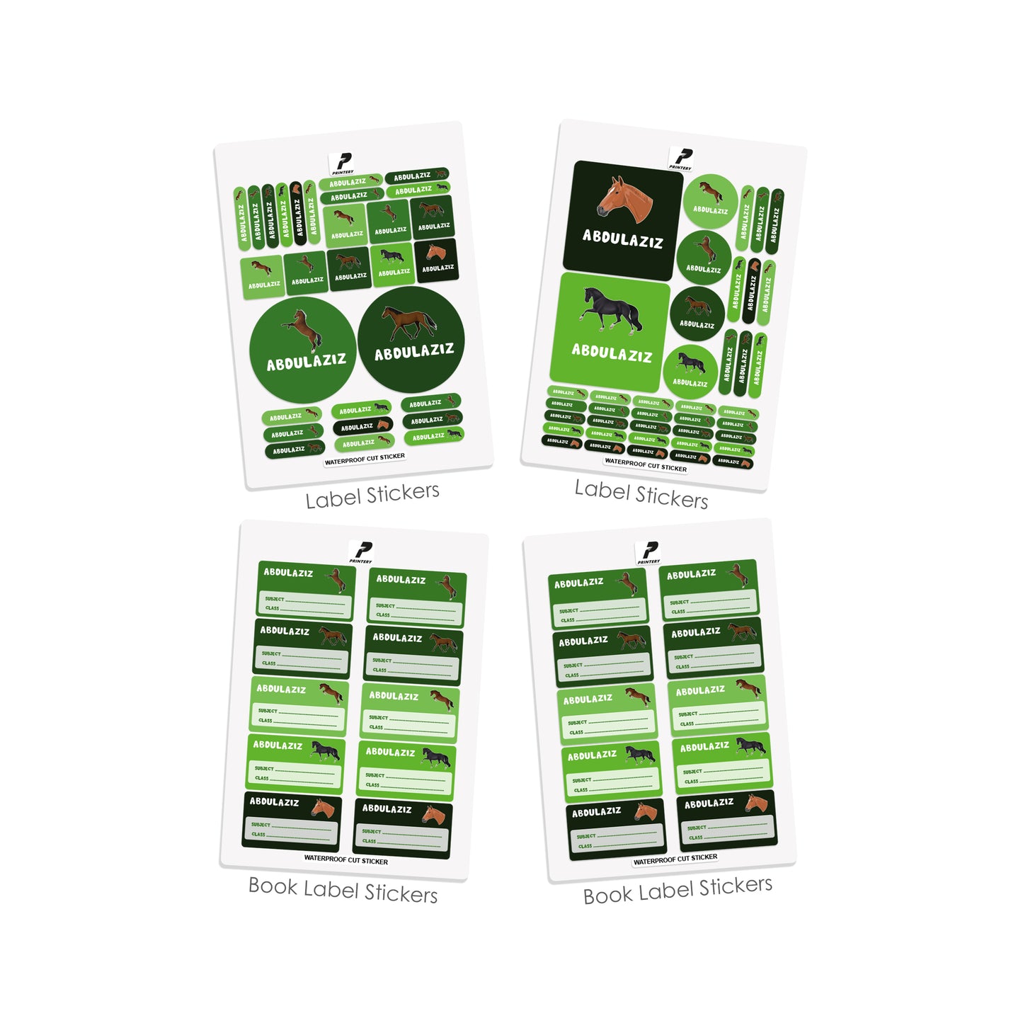 School Label Stickers Pack D099 - Horse