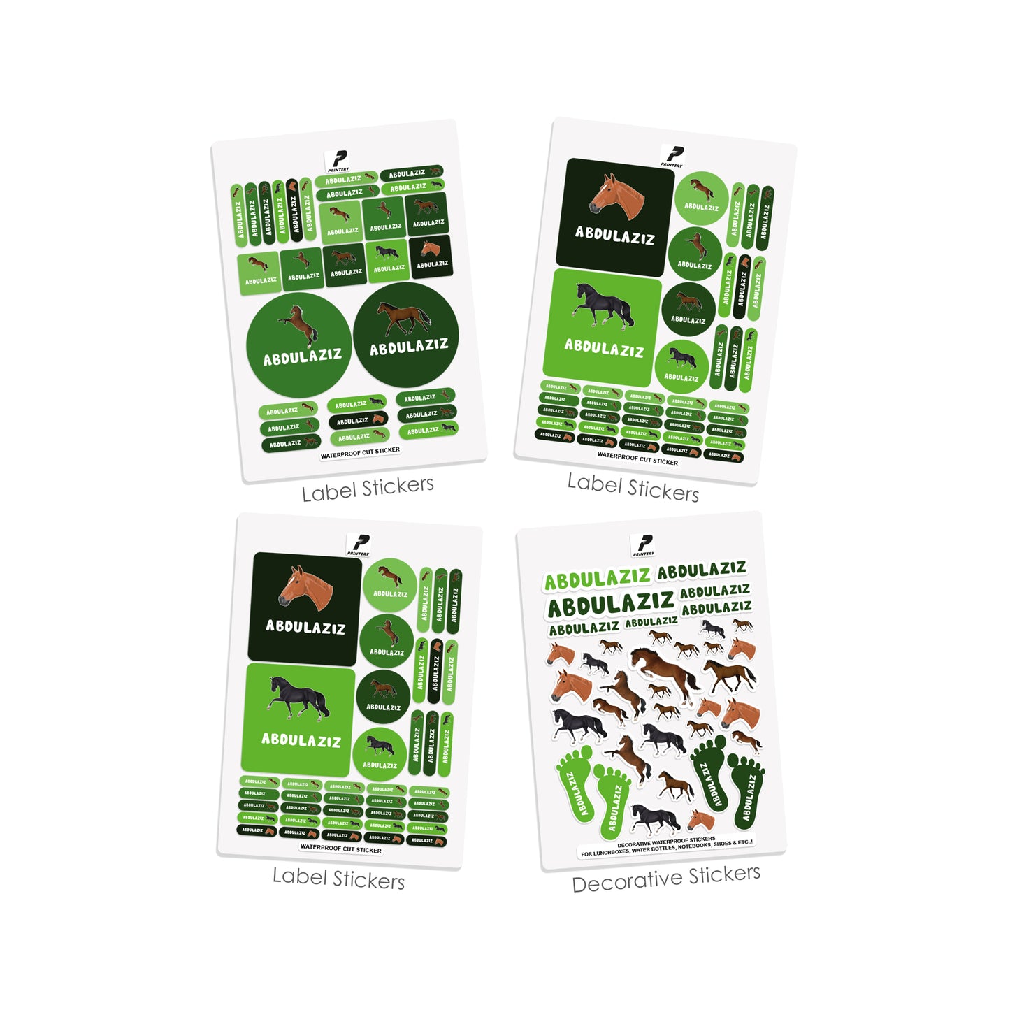 School Label Stickers Pack D099 - Horse