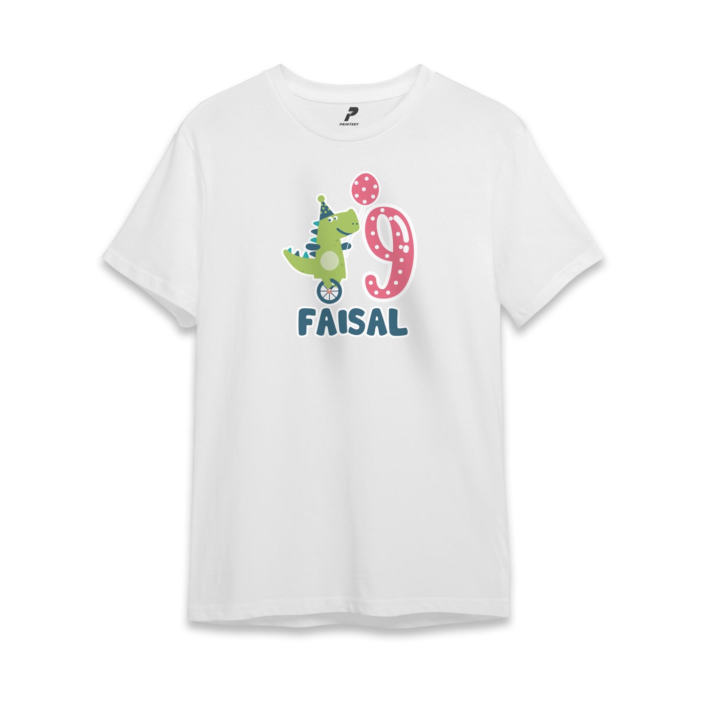 Dinosaur Theme Birthday T-Shirt White