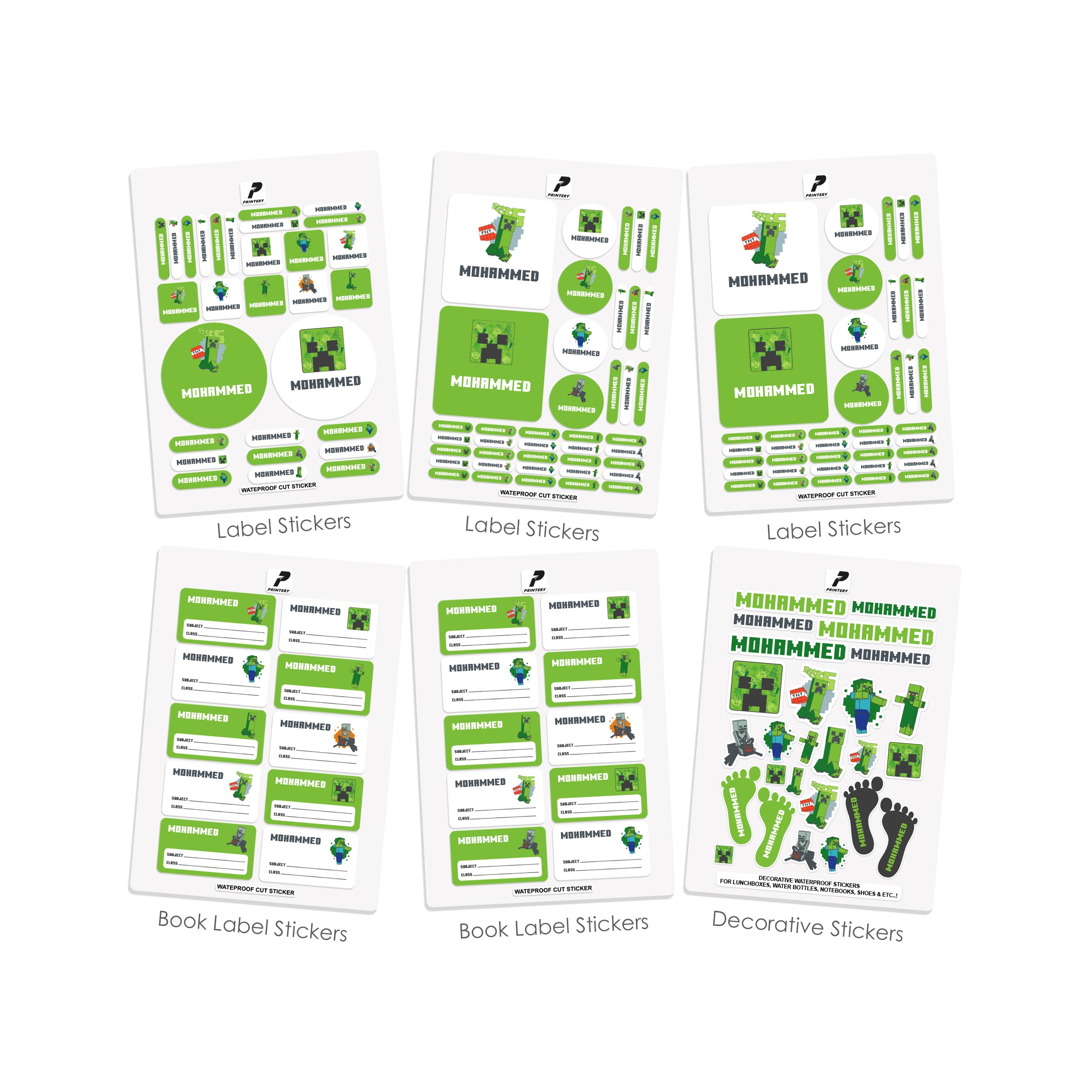 Minecraft School Math Labels School Label Stickers Pack D102 - Minecraft – PRINTERY
