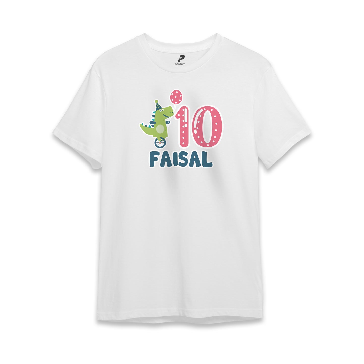 Dinosaur Theme Birthday T-Shirt White