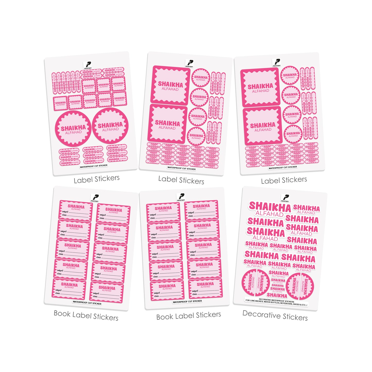 School Label Stickers Pack D170 - Pink
