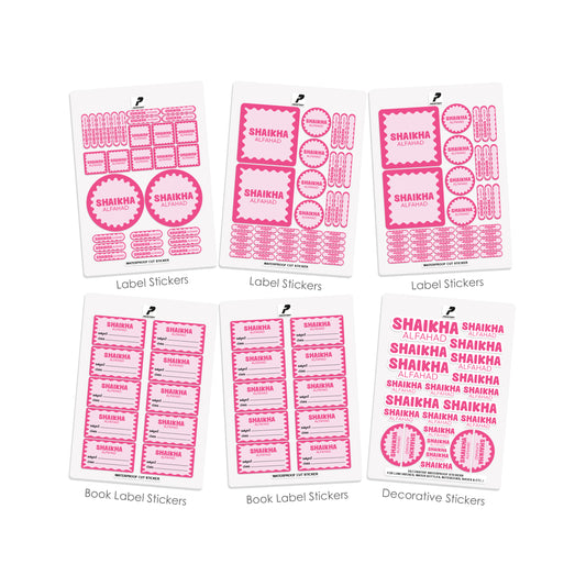 School Label Stickers Pack D170 - Pink