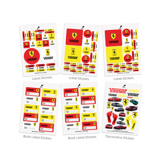 School Label Stickers Pack D169 - Ferrari