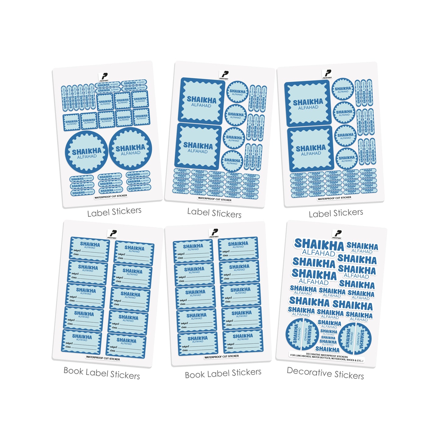 School Label Stickers Pack D170 - Blue