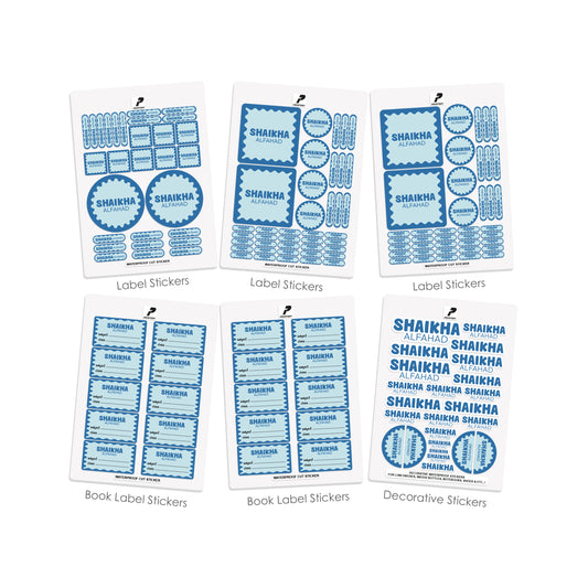 School Label Stickers Pack D170 - Blue
